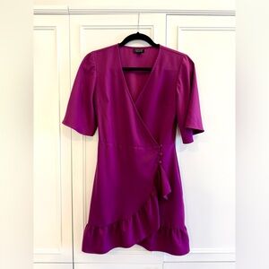 Topshop Magenta Wrap Mini Dress, Size 4